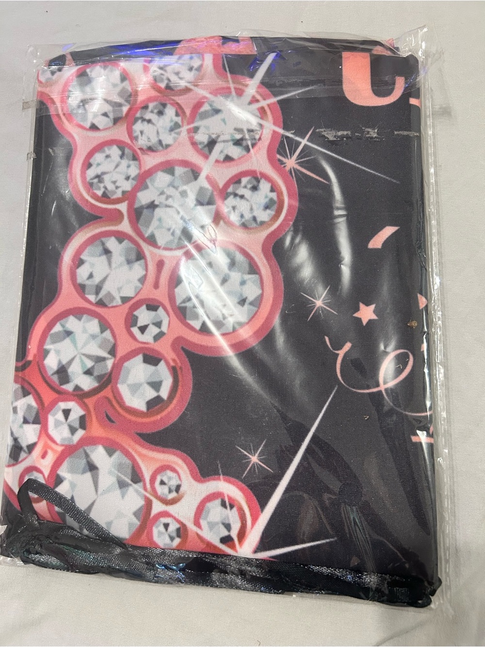 18th birthday Backdrop Door Banner - Black with Pink and White Sparkle Design